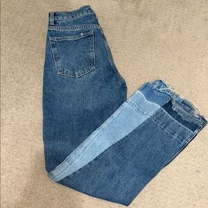 Zara Blue Straight Leg Jeans with Two-Tone Design